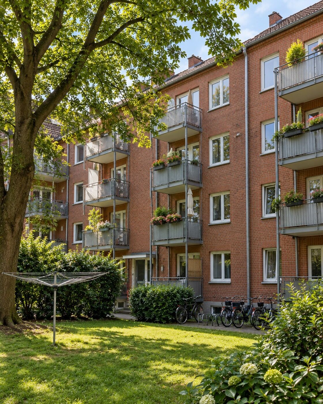 Wohnanlage mit Innenhof und Balkonen